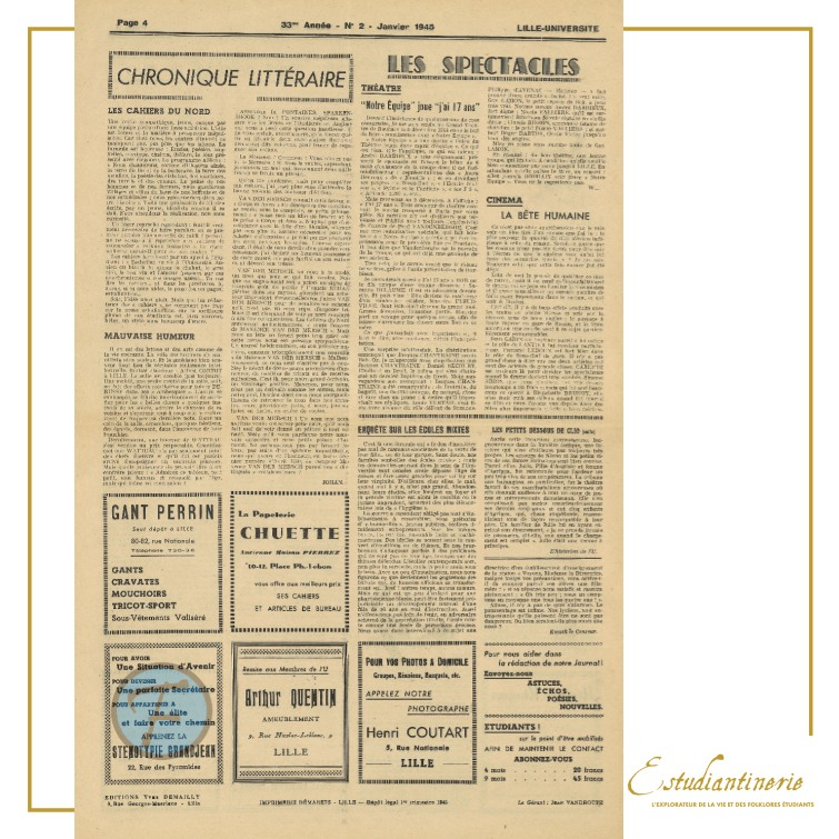Vue d&#39;ensemble du journal page 4 - chroniques littéraires - spectacles - publicités
