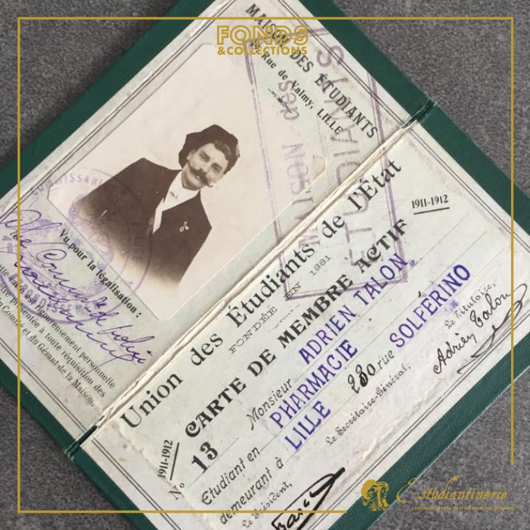 Carte d&#39;étudiant d&#39;Adrien T. pour l&#39;année 1912