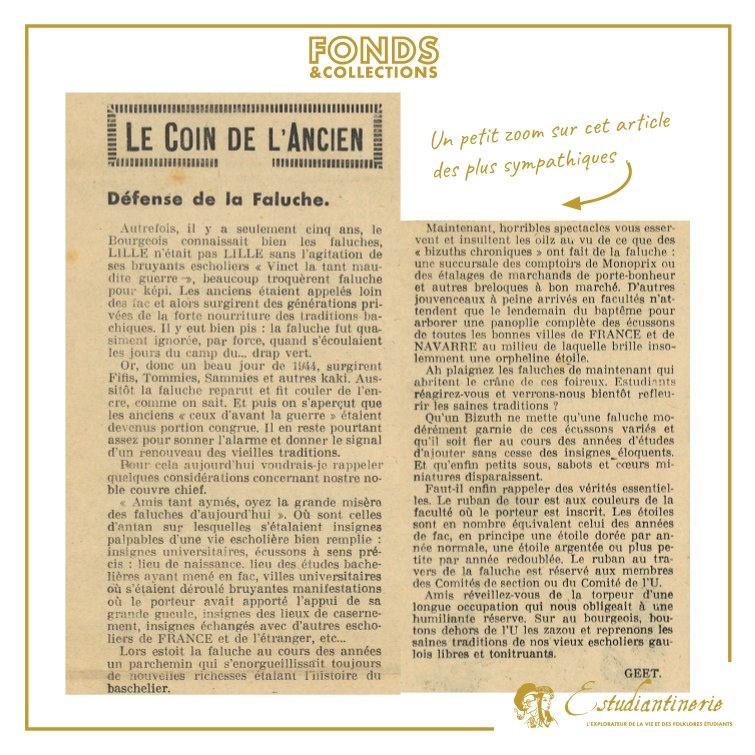 Zoom sur l&#39;article - le coin de l&#39;ancien - Défense de la Faluche