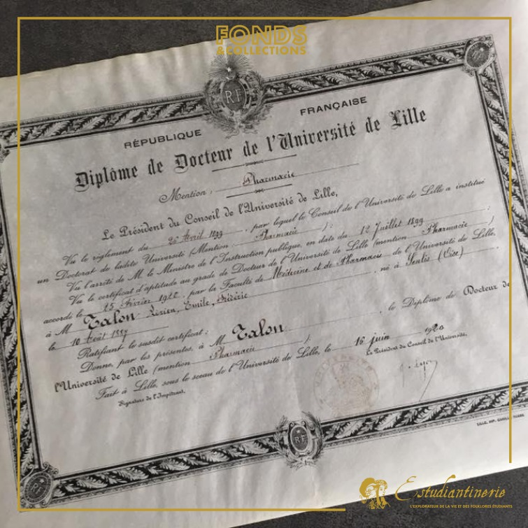 Diplôme de Docteur en pharmacie de juin 1920